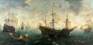 Die spanische Armada vor der englischen Küste im Jahr 1588
