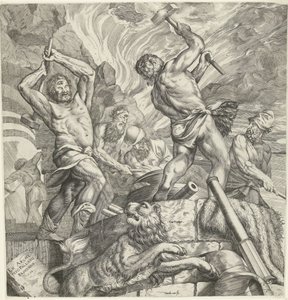 Die Schmiede der Zyklopen von Cornelis Cort