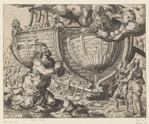 Gott befiehlt Noah, die Arche zu bauen von Cornelis Cort