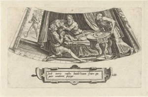 Jakob erhält den väterlichen Segen von Isaak (Die Geschichte von Jakob) von Cornelis Cort