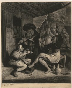 Ein Mann bietet einem anderen Tabak an von Cornelis Dusart