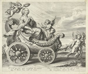 Clara Isabella de Ligne-Arenberg (?) in einem Triumphwagen