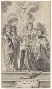 Ein unbekannter Heiliger (Ignatius von Loyola?) kniet vor Maria mit Kind von Cornelis Galle (II)