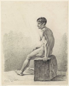 Männlicher sitzender Akt von Cornelis Kruseman
