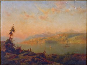 Reisende ruhen sich am Fluss aus von Cornelis Lieste
