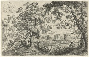 Landschaft mit einem Fischer