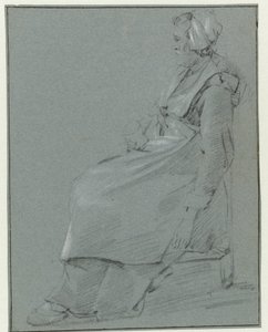 Sitzende Frau im Profil nach links, mit einer kleinen Mütze und einem Glas in der rechten Hand von Cornelis Pietersz. Bega (circle of)