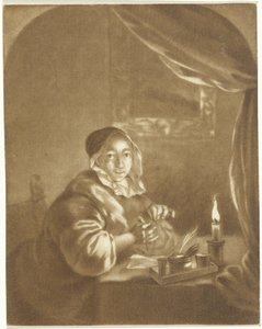 Dame bei Kerzenlicht von Cornelis Ploos van Amstel (signed by artist)