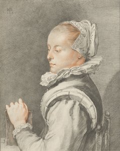 Porträt einer jungen Frau von Cornelis Ploos van Amstel (signed by artist)