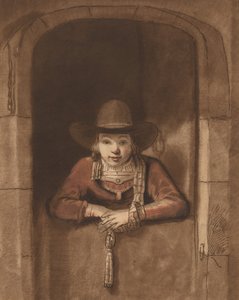 Junge, der sich über eine untere Tür lehnt, 1763, veröffentlicht 1765