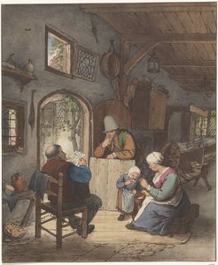 Zeitungsleser im Innenraum