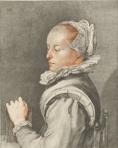 Porträt einer jungen Frau von Cornelis Ploos van Amstel