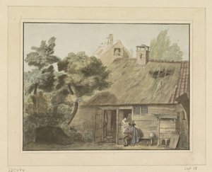 Zeichner vor Bauernhof