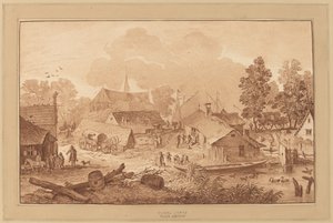 Dorf mit Teich