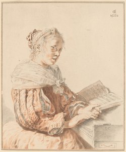 Junges Mädchen am Klavier von Cornelis Ploos van Amstel