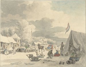 Eisvergnügen auf einem gefrorenen Kanal
