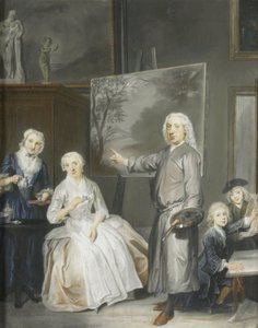 Der Landschaftsmaler Dirk Dalens III (1688-1753) mit seiner zweiten Ehefrau Maria Schaack (gest. 1766) und den Kindern Anna (geb. 1725), Willem (1737-60) und Jacobus (1741-63) von Cornelis Troost