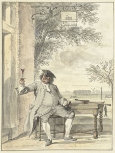 Rastender Wanderer vor dem Gasthaus De Mosse Knip von Cornelis Troost