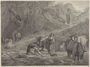 Wäscherinnen und ein Hirte am Wasser von Cornelis Visscher (II)
