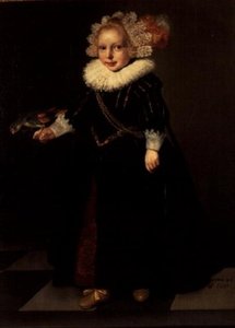 Mädchen in einem schwarzen Kleid mit Federkopfschmuck von Cornelis de (follower of) Vos