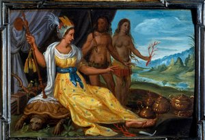 Vier Teile der Welt: Amerika. Gemälde von Cornelis De Baellieur (1607-1671), flämische Schule