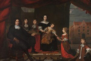 Reyer Reyersz van der Burch (1630-1695), Munitionsoffizier der Generalstaaten, Delft, mit seiner Frau Geertruid Graswinckel und ihren Kindern Frank, Cornelis, Reyer, Maria und Alida