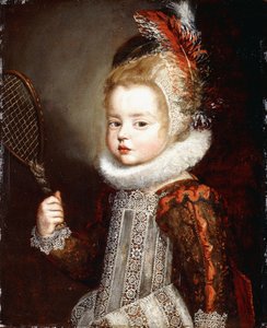 Porträt eines Mädchens, halbe Länge, mit einem Tennisschläger von Cornelis de Vos