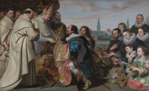 Die Rückgabe der Kirchenschätze an den Heiligen Norbert nach der Niederlage des Ketzers Tankelin, mit einem Porträt der Familie Snoeck