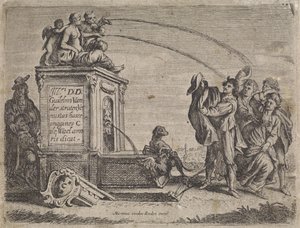Gruppe von Menschen bei einem Brunnen