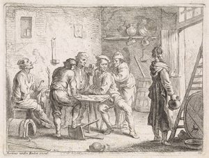Frau verlässt die Herberge von Cornelis de Wael