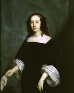 Porträt einer Dame mit einer Feder von Cornelius Janssen van Ceulen
