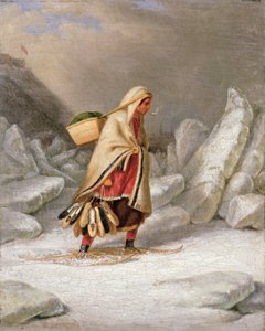 Eine indische Frau mit Schneeschuhen