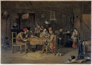 Französische Siedler in Kanada beim Kartenspielen - Gemälde von Krieghoff