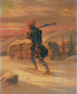Indischer Jäger im Schnee von Cornelius Krieghoff