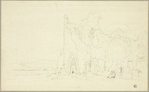 Landschaft mit gotischen Ruinen von Cornelius Varley