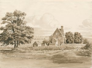Tettenhall - Perton Hall: Sepia-Waschzeichnung, 9. Aug 1820 von Cornelius Varley