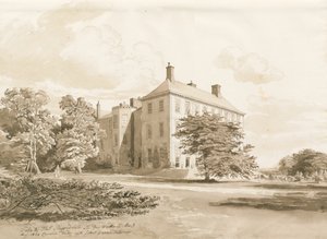 Wrottesley Hall: Sepia-Zeichnung, Aug 1820 von Cornelius Varley