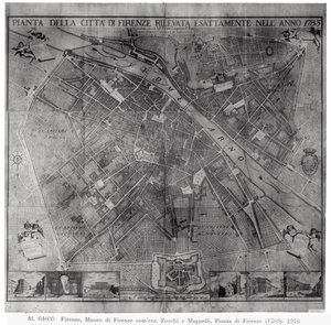 Stadtplan von Florenz, 1783 von Cosimo Zocchi