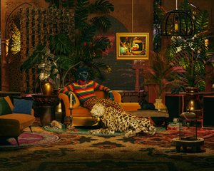 Opulente Leoparden-Lounge