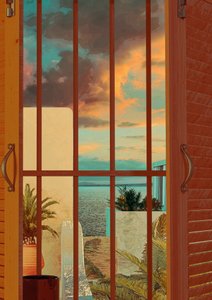 Tropischer Sonnenuntergang Fensterblick von CosmoZach