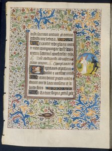 Blatt aus einem Stundenbuch: Engel jagt einen Teufel (recto) und Zwei Teufel (verso) von Coëtivy Master