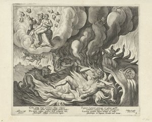 Lazarus im Himmel und der reiche Mann in der Hölle von Crispijn van de Passe (I)