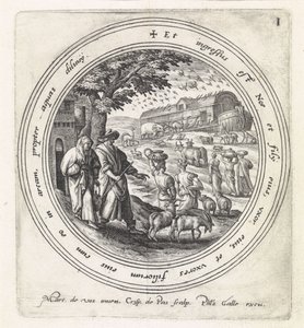 Noah geht mit seiner Familie und den Tieren an Bord der Arche