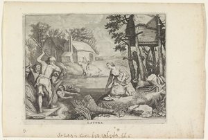 Leto (Latona) verwandelt die Lycier in Frösche von Crispijn van de Passe (II)