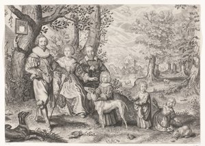 Porträt von Guy Michel Lejay und seiner Familie von Crispijn van de Passe (II)