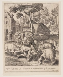 Der Sohn, der die Schweine füttert, aus Das Gleichnis vom verlorenen Sohn von Crispijn van de Passe I