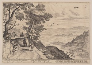 Weite Landschaft mit Kutscher von Crispijn van de Passe I