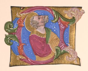 Bärtiger Heiliger in einem Initial