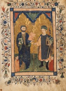 Der Evangelist Markus und der Heilige Sinibaldus, verehrt von Mitgliedern einer Laiengemeinschaft, ca. 1425-34