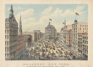 Broadway, New York: Vom Western Union Telegraph Building nach Norden blickend von Currier and Ives